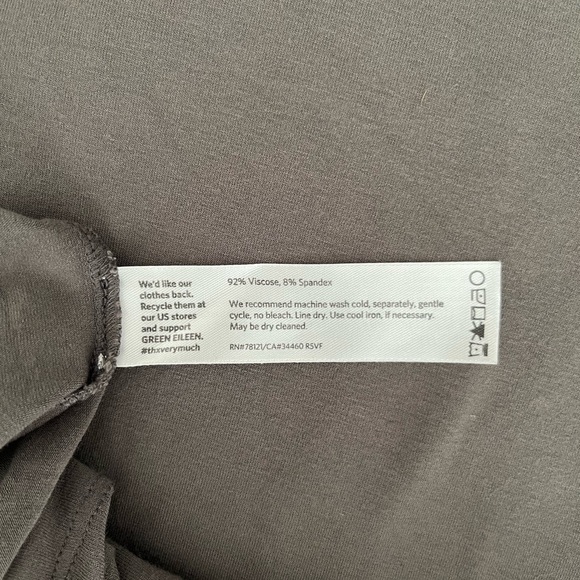 Eileen Fisher Petite 3/4 sleeve Heather Grey V-Neck Jersey Shift Dress, Size PP - Picture 2 of 7